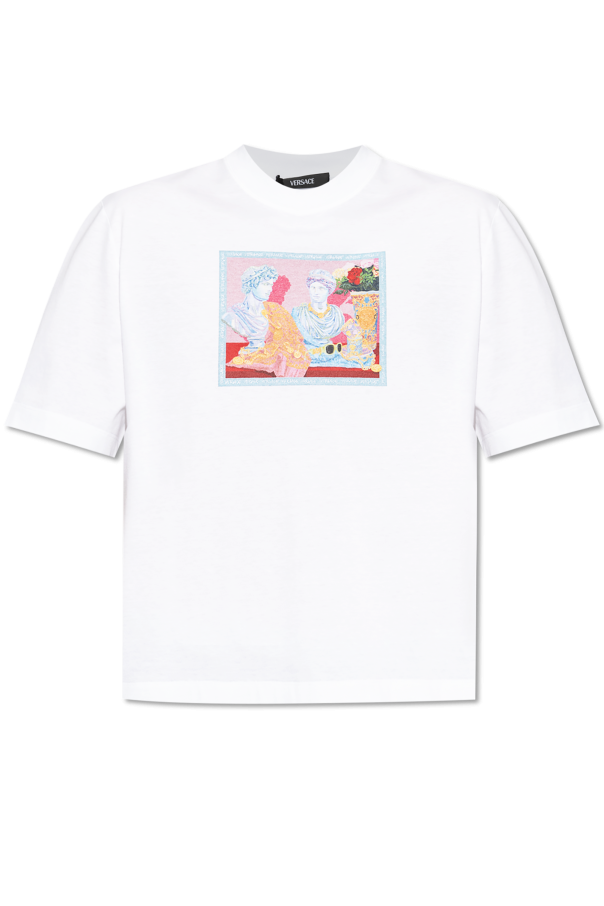 Tシャツ・カットソー VERSACE Men T-shirt White 10106411A07700 1W000 Versace Outlet: cotton T-shirt - White | Versace t-shirt